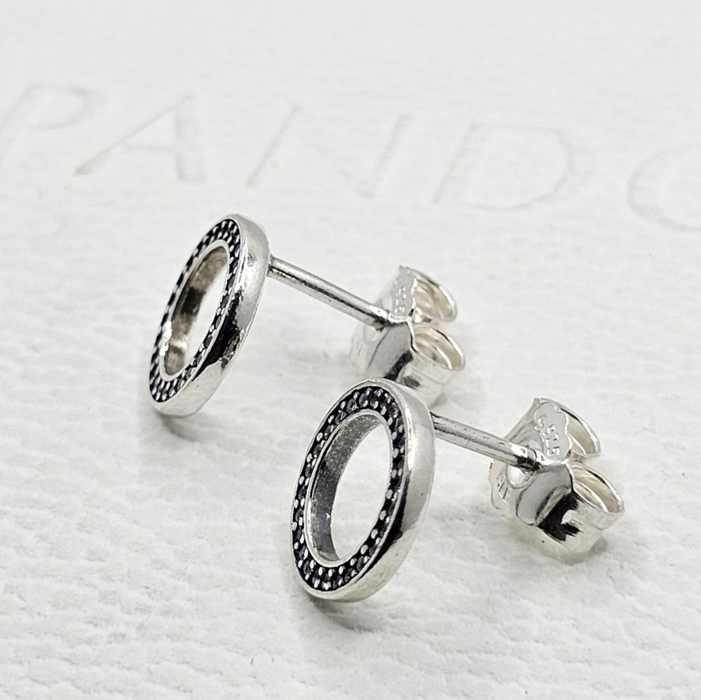 Authentic Pandora Circle Stud Earrings - image 2